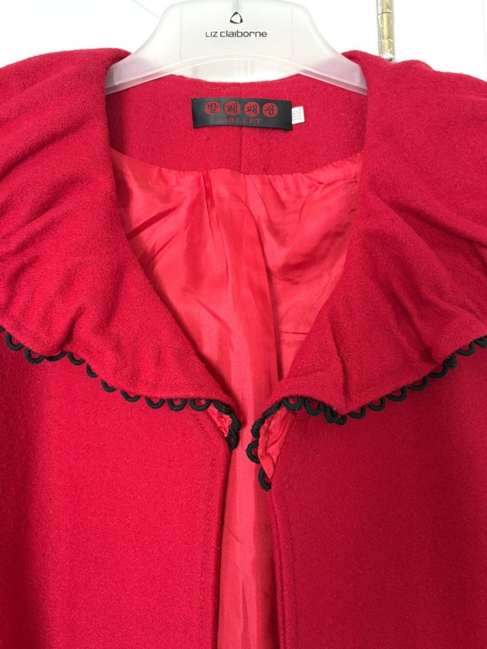 Red Wool Vest Ruffled Collar Size 2X - Picture 4 of 4